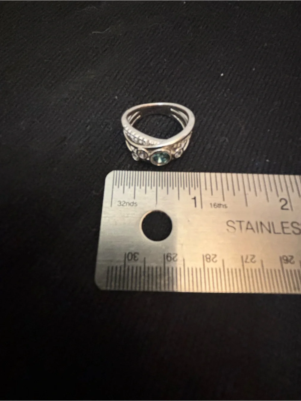 Silver Ring with Blue Center Stone